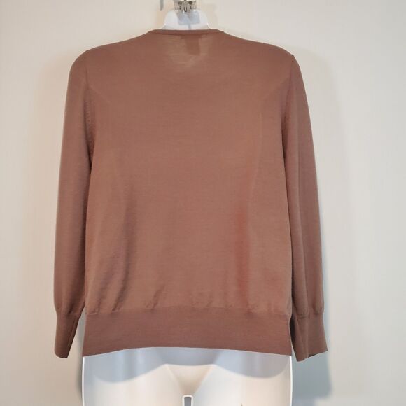 J Crew Women's Cardigan Sweater Large Brown Merino Wool Preppy Academia Vintage - Picture 7 of 11